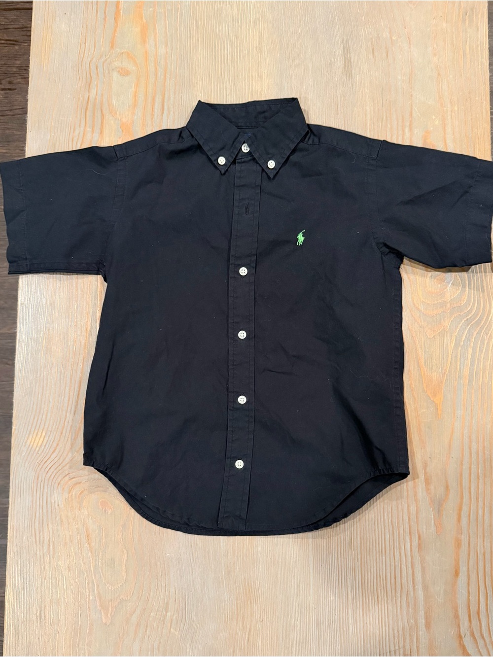Ralph Lauren Black Short-Sleeve Button-Down with Green Pony